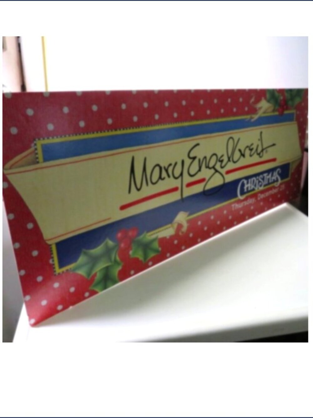 Mary Engelbreit Christmas Store Display Sign Board Double Sided Holiday Decor